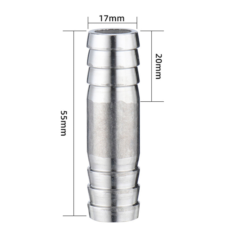 Premium 304 Stainless Steel Straight Barb Hose Joiner | Heavy-Duty Union Connector for Fuel, Water, & Air