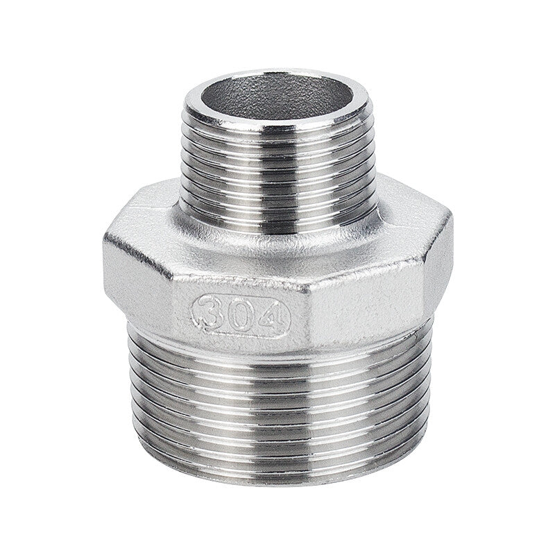 304 Stainless Steel Reducing Hexagon Nipple - Male to Male BSP Threaded Pipe Adapter