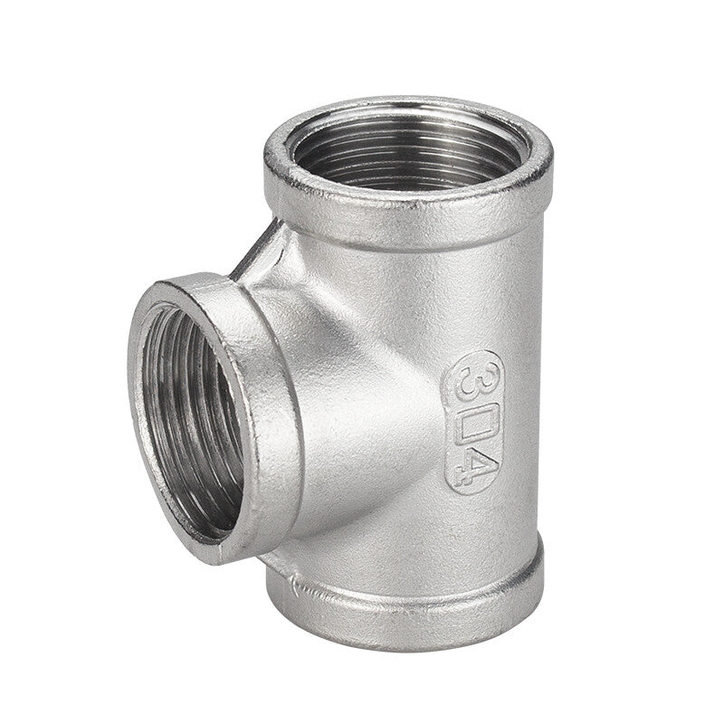 304 Stainless Steel Equal Female Tee - 3-Way BSP Threaded Pipe Fitting Connector