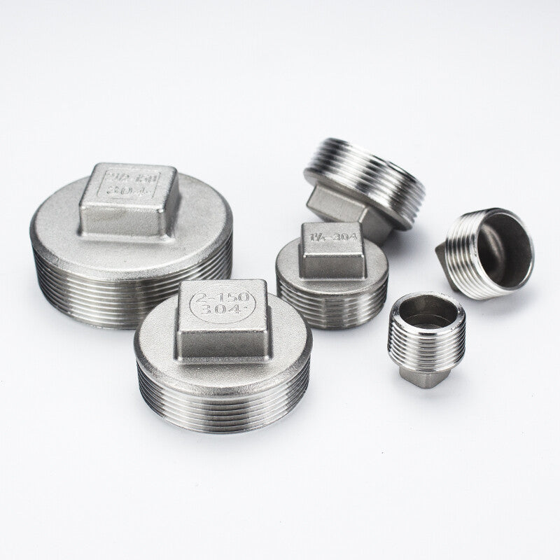 304 Stainless Steel Square Head Solid Plug – Male BSP Threaded Pipe End Cap
