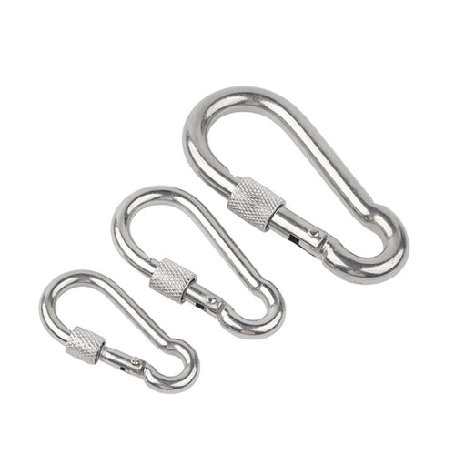 304 Stainless Steel Locking Carabiner Clip - Screw Gate Snap Hook