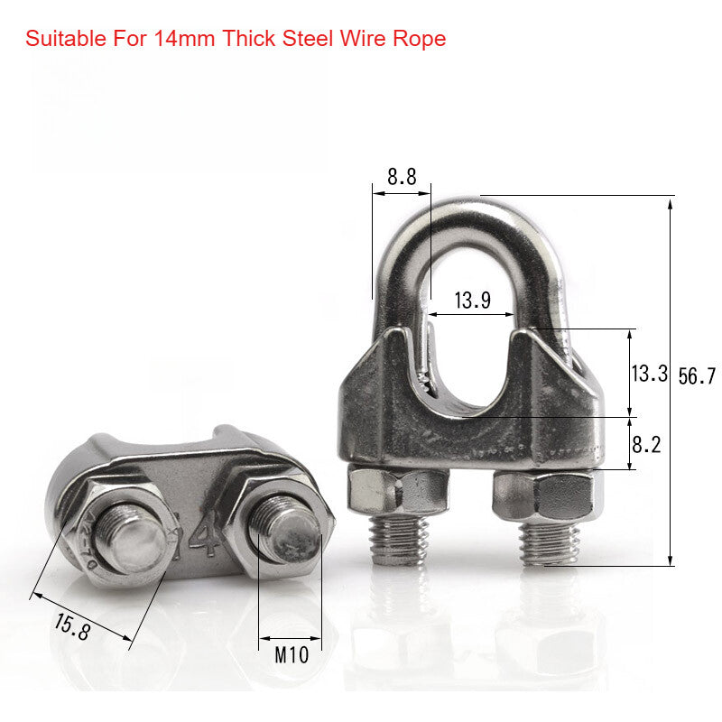 304 A2 Stainless Steel Wire Rope Grips & U-Bolt Clamps