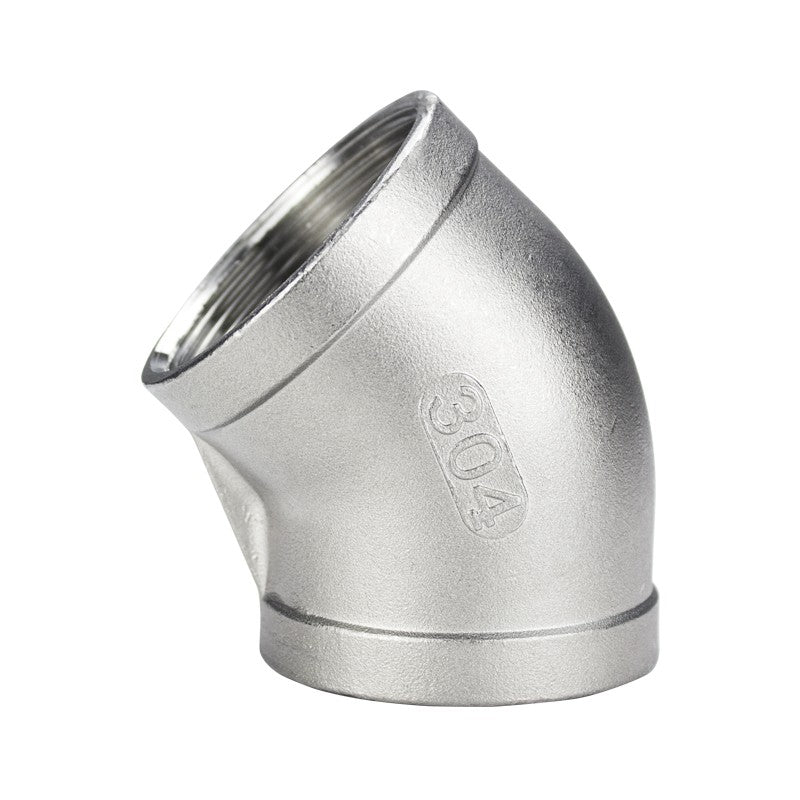 304 Stainless Steel 45° Female Elbow – Double Internal BSP Threaded Pipe Joiner