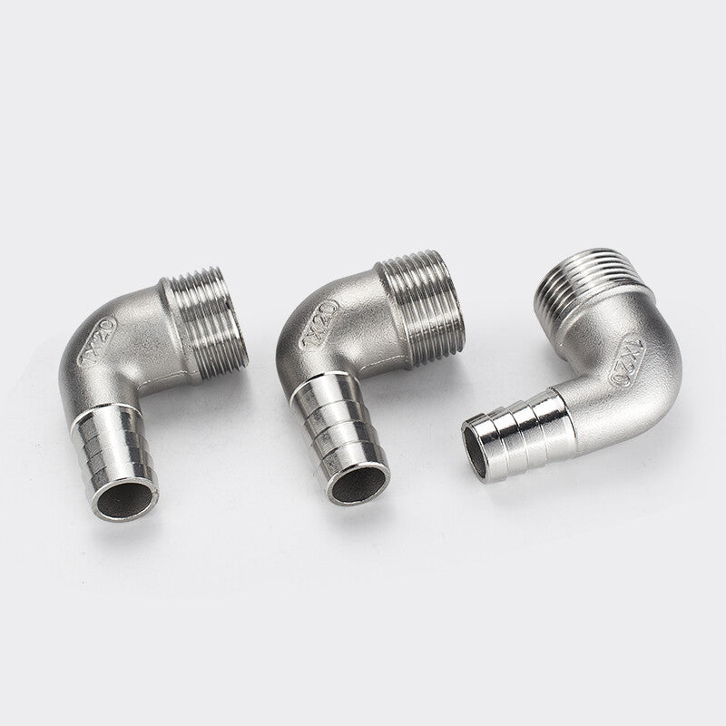 304 Stainless Steel 90° Hose Barb Elbow – Male BSP Thread to Barb Tail Connector