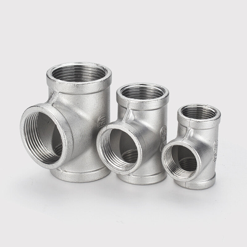 304 Stainless Steel Equal Female Tee - 3-Way BSP Threaded Pipe Fitting Connector