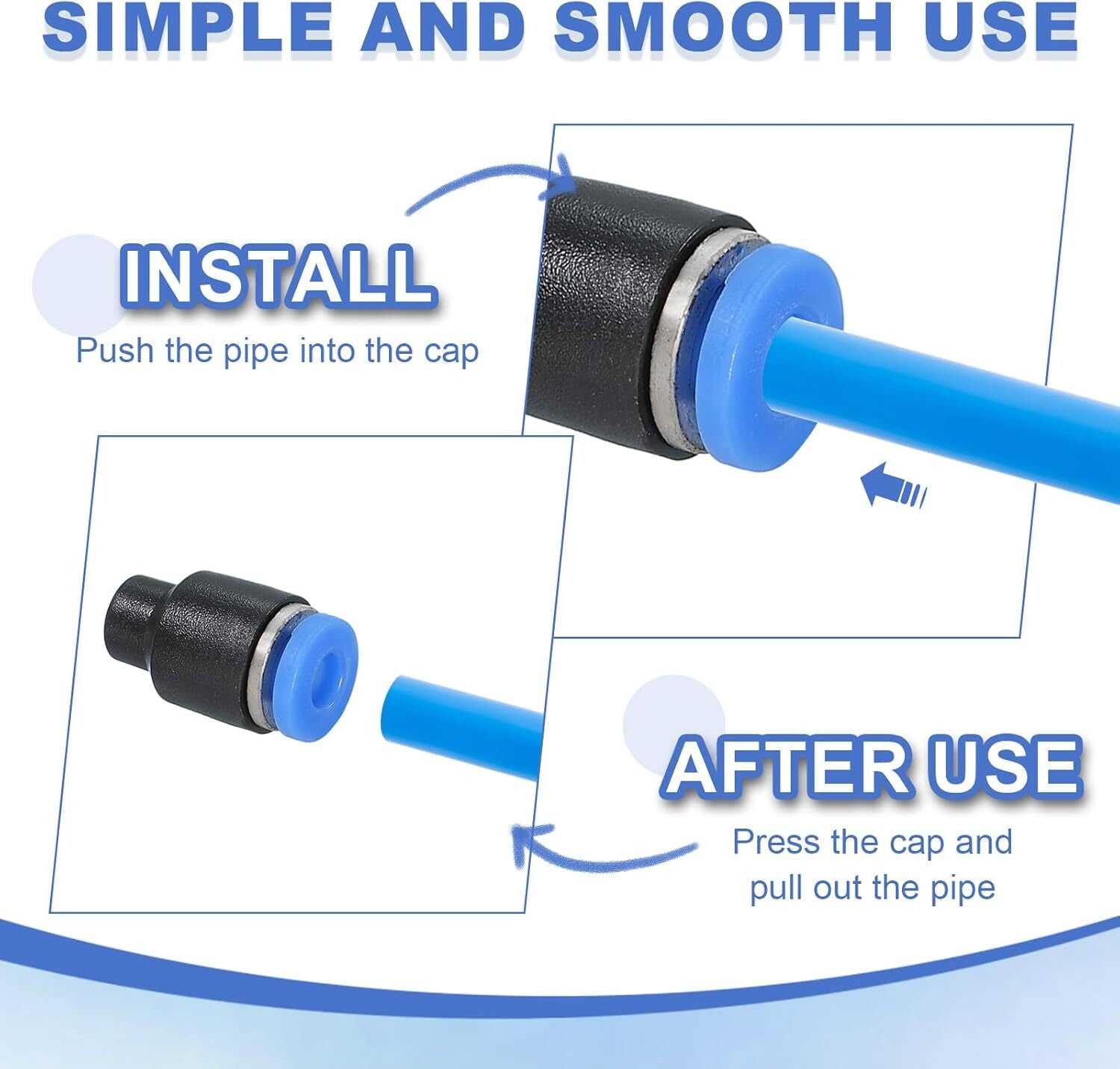 Pneumatic Push-to-Connect End Cap Fittings | Quick Release Air Tube Plugs (4mm - 16mm)