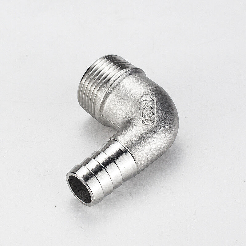 304 Stainless Steel 90° Hose Barb Elbow – Male BSP Thread to Barb Tail Connector