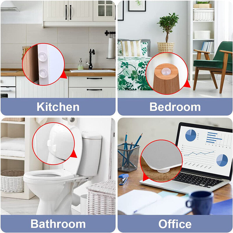 Clear silicone bumpers for household surfaces