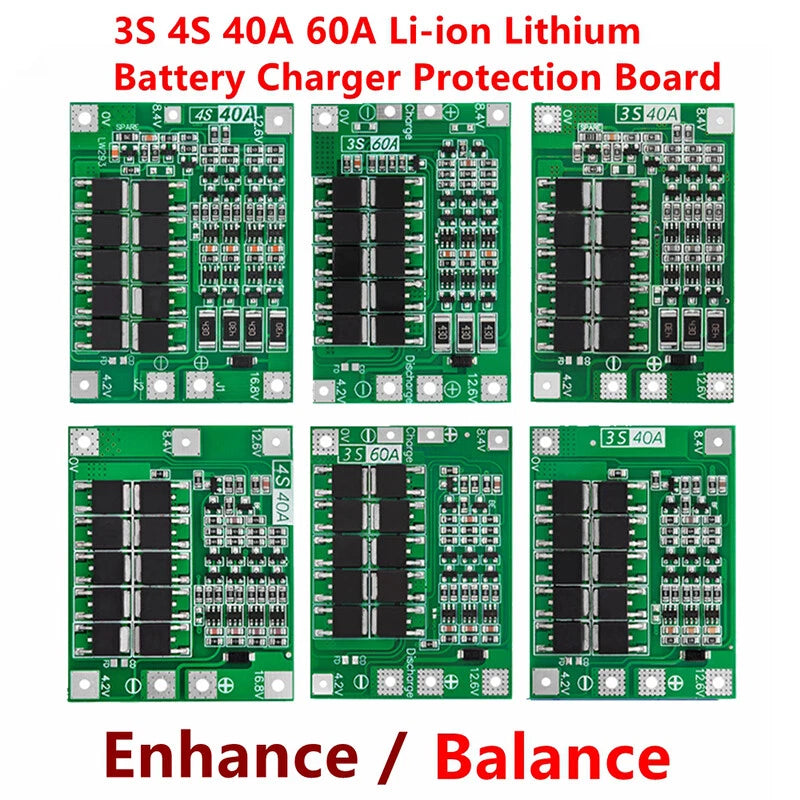 3S 4S lithium battery BMS protection board - product and wiring view 1