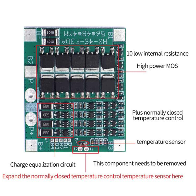 4S 30A BMS protection board detail