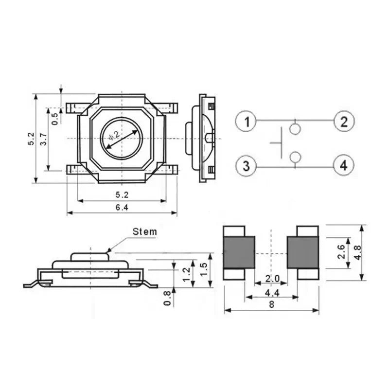4x4mm SMD micro tactile push button switch image 4