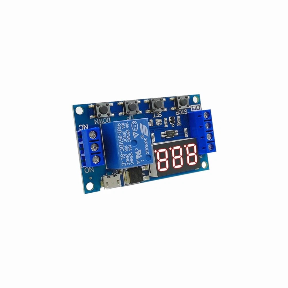 Adjustable cycle timer relay module board and screw terminals