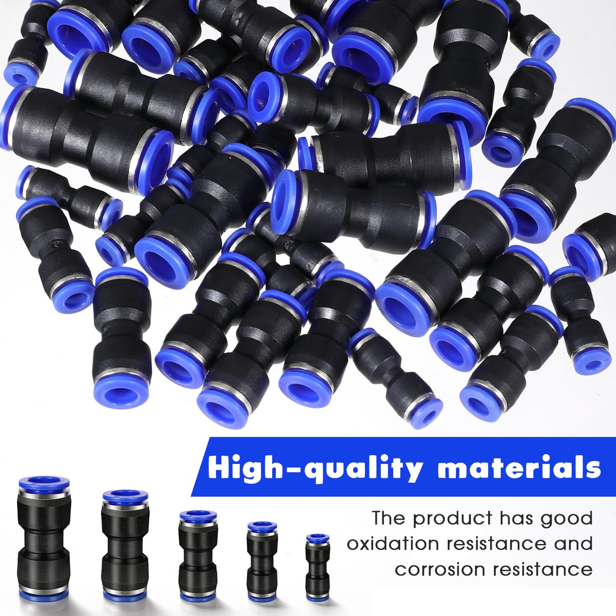 Pneumatic straight push connector mixed-size assortment