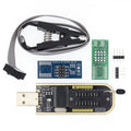 CH341A USB programmer kit with SOP clip, ribbon cable and adapter boards
