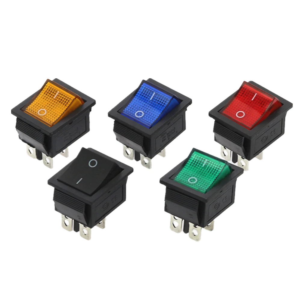 Rectangular DPST 4-pin rocker switch - view 1