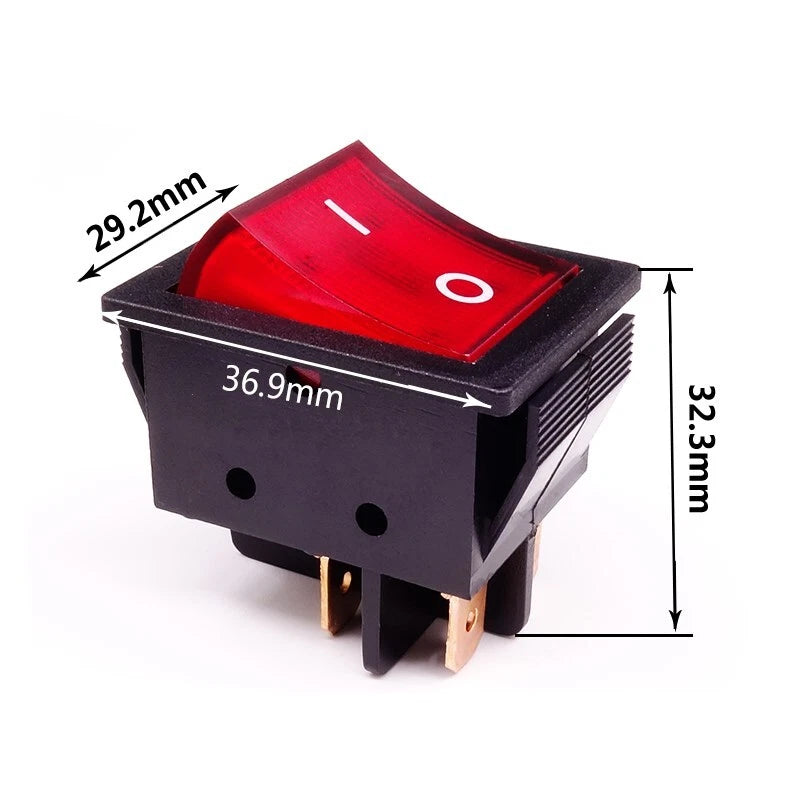 Rectangular DPST 4-pin rocker switch - view 2