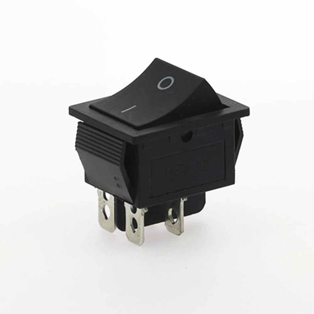 Black DPST latching on-off rocker switch