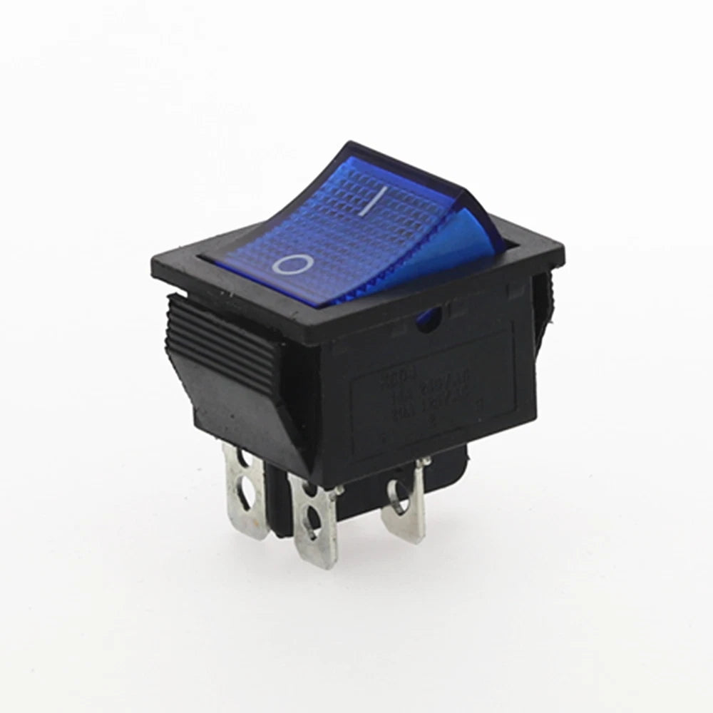 Blue DPST latching on-off rocker switch
