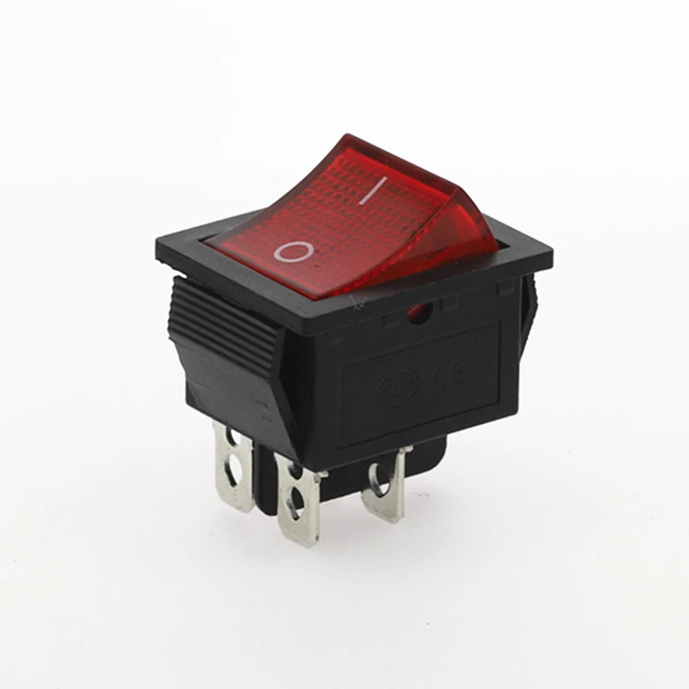 Red DPST latching on-off rocker switch