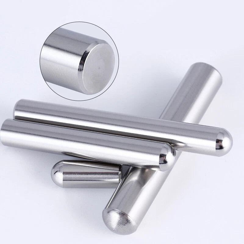 Stainless steel parallel dowel pins with chamfered and rounded ends