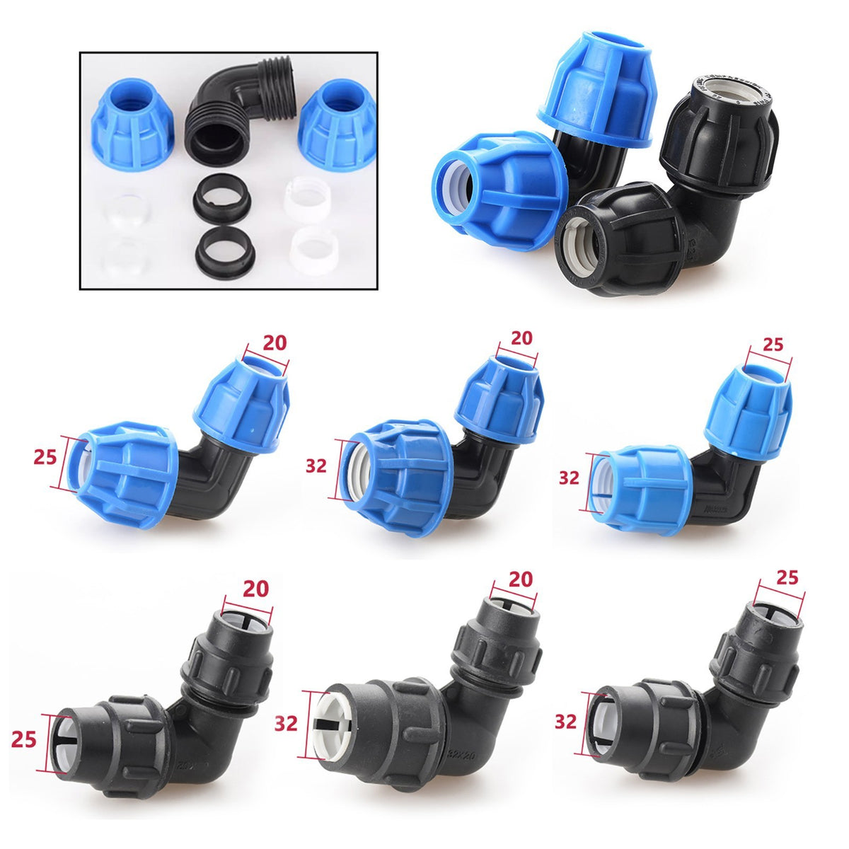 90° Elbow Reducer MDPE compression fitting