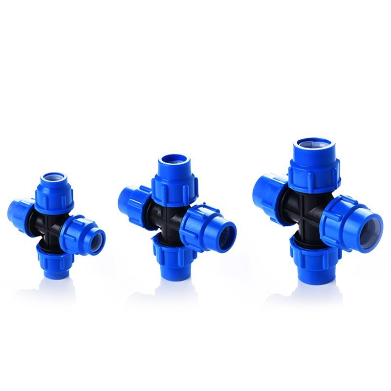 Cross MDPE compression fitting