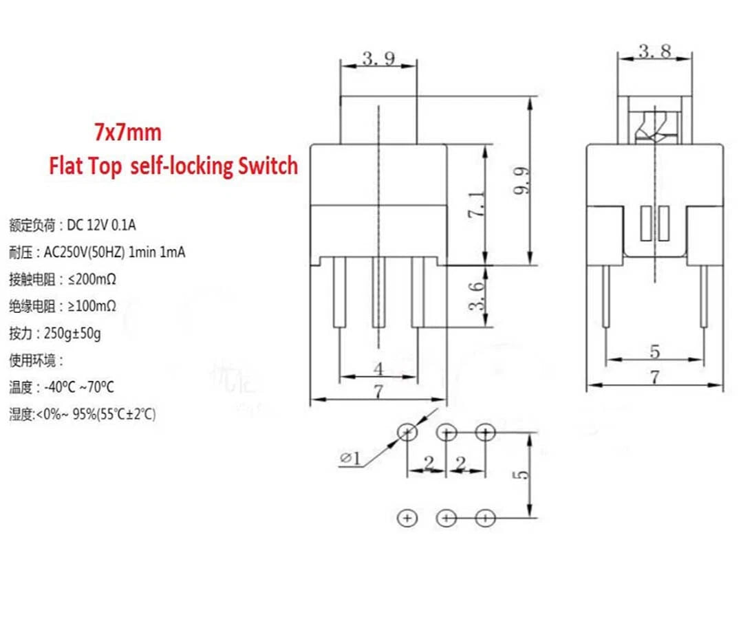 Mini square 6-pin PCB push button switch – product image 12