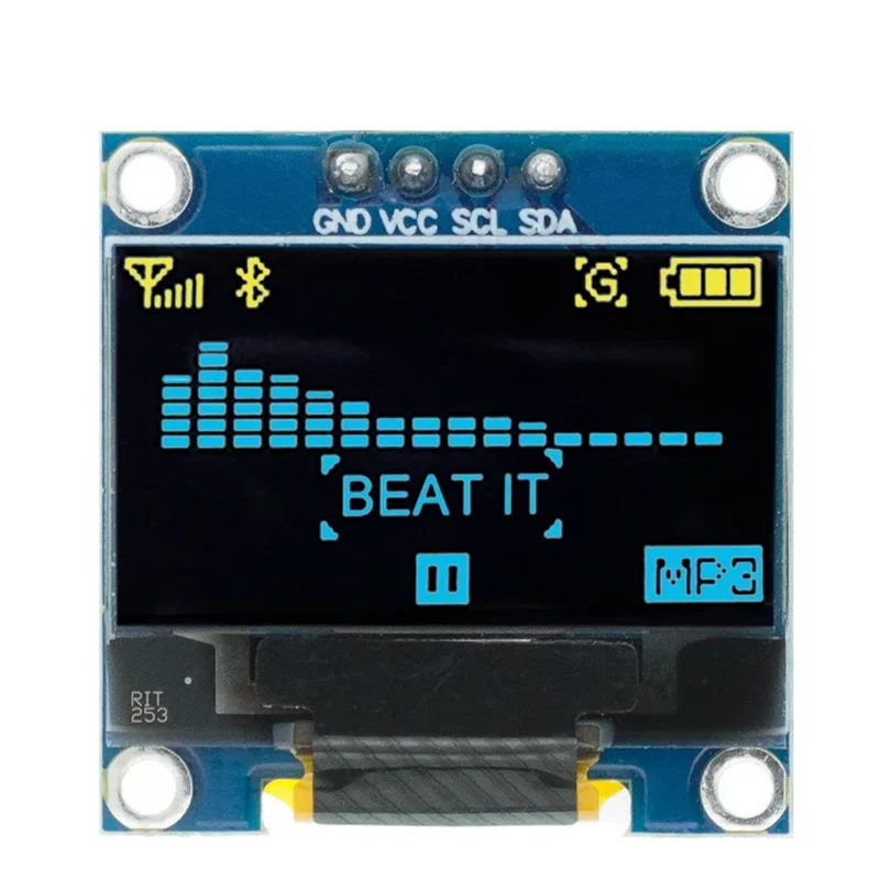 I2C 4-pin yellow and blue OLED display