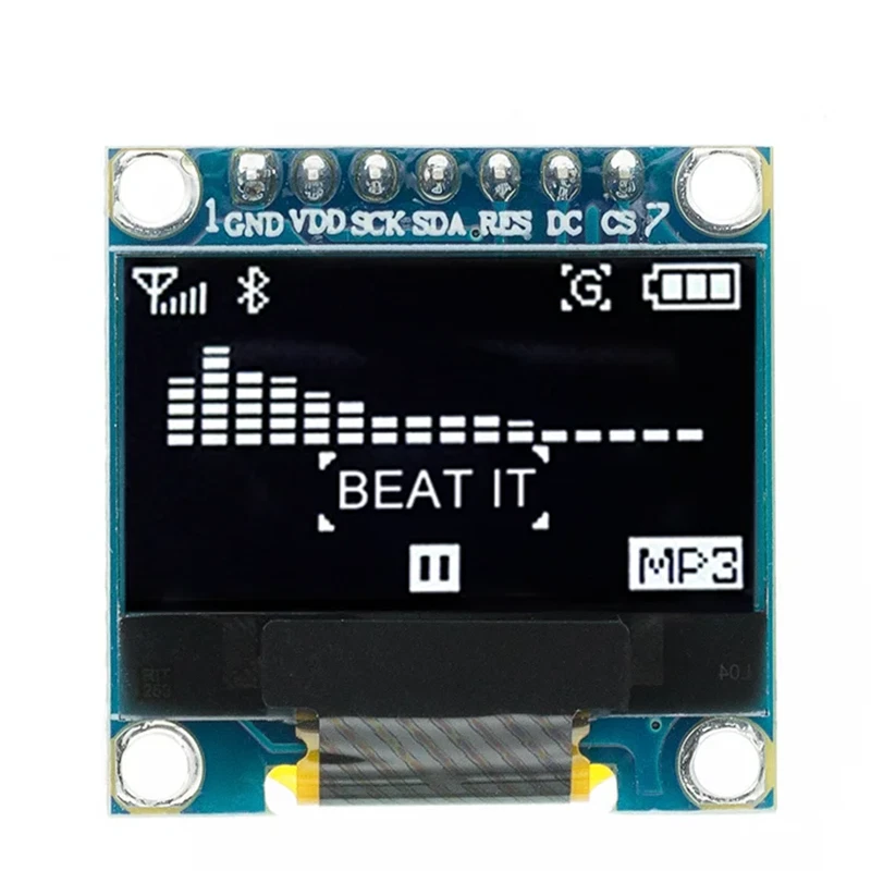 SPI 7-pin white OLED display