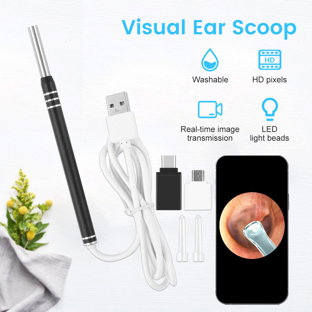 USB LED ear camera kit with adapters and two ear spoon attachments